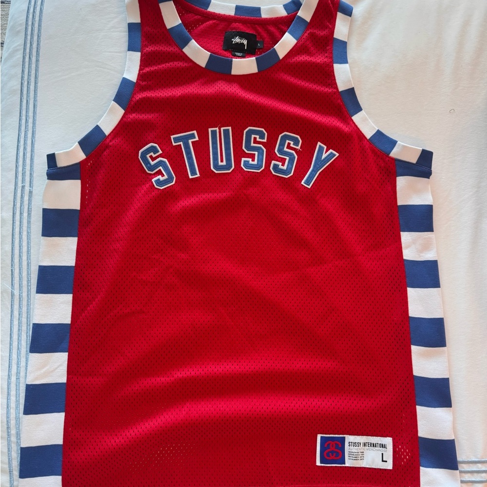 Stussy Vintage Red and Blue Striped Tank Top